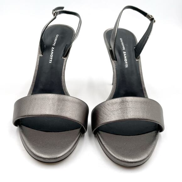 Giuseppe Zanotti Sophie Heels Sandals Pewter Metallic Slingback‎ Sz 38 / 8 - Picture 4 of 10